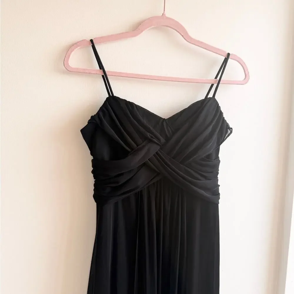 Elegant Black Spaghetti-Strap Maxi Dress